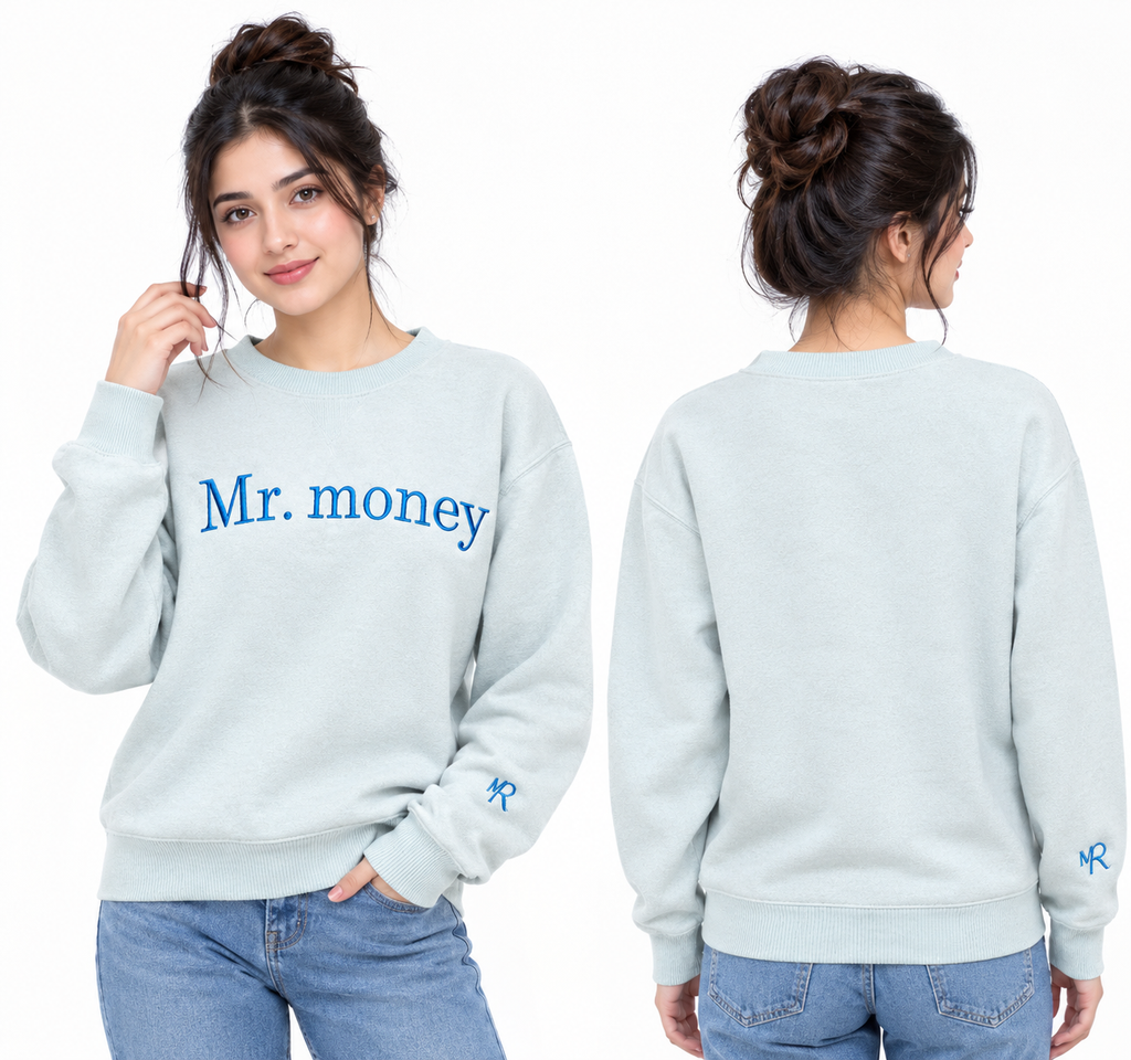 Mr. Money Embroidered Sweatshirt - Pastel Pink - 320 GSM