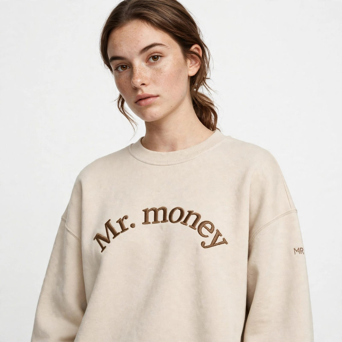 Mr. Money Embroidered Sweatshirt - Pastel Pink - 320 GSM