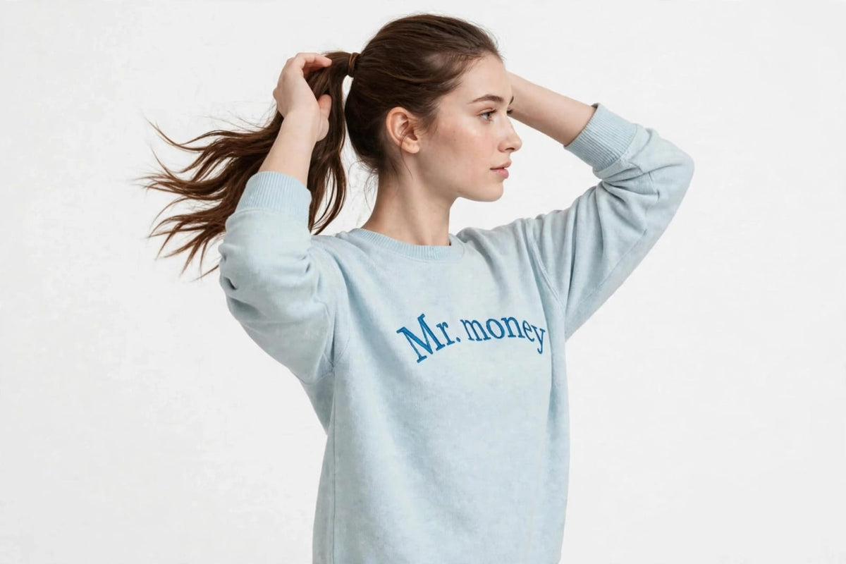 Mr. Money Embroidered Sweatshirt - Pastel Pink - 320 GSM